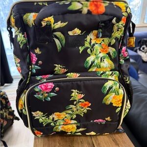 2pm set Matein Black Floral Backpacks, rolling